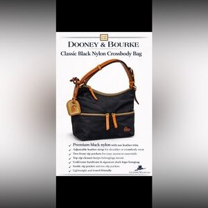Dooney & Bourke Black Nylon and Tan Vachetta Leather Crossbody Bag- NWOT